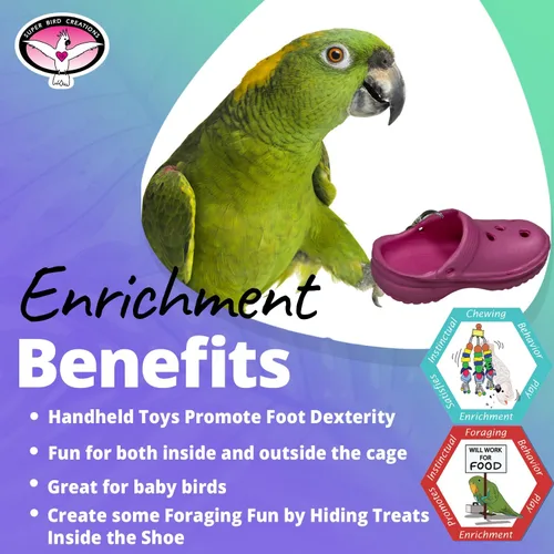 Vista 4 de Super Bird Creations SB1192 Crocs - Juguete para pájaros, ideal para loros, cuellos de anillo, cuáqueros, cacatúas pequeñas, perfecto para masticar