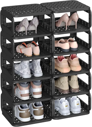 Vista 8 de SONGMICS - Estante para zapatos, organizador de zapatos, 6 estantes, almacenamiento de zapatos, estante estrecho para entrada, estante abierto