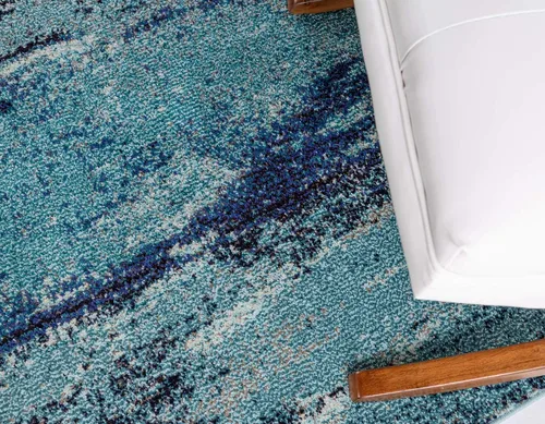 Vista 5 de Unique Loom Jardin Collection - Alfombra para múltiples áreas, abstracta, vibrante., Polipropileno, Azul