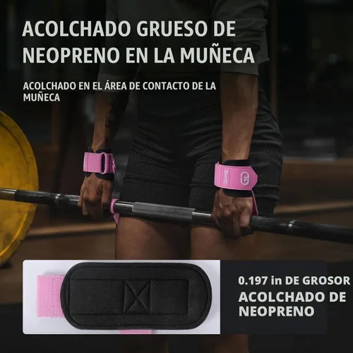 Vista 6 de GOUNOD Lifting Wrist Straps with D Ring for Weightlifting & Gym Negro (Grip)