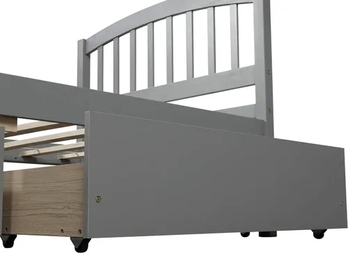 Vista 8 de Bellemave Cama de almacenamiento de plataforma individual con dos cajones, marco de cama de madera maciza con cabecero, marco de cama resistente