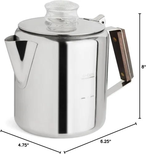 Vista 9 de Fox Run Rapid Brew - Percolador de café para estufa de acero inoxidable, 2-6 tazas