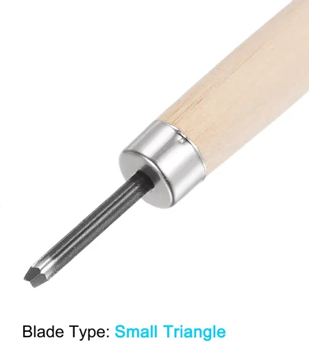 Vista 3 de uxcell Cuchillo de tallado de madera, cinceles, acero al carbono 50# de 0.059 in, pequeño triángulo para esculpir escultura artesanal, carpintero