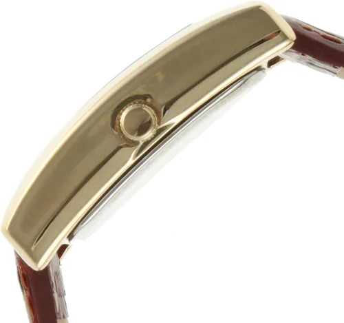 Vista 4 de Peugeot - Reloj clásico chapado en oro de 14 quilates para mujer, caja rectangular en forma de tanque con correa de cuero y esfera fácil de leer