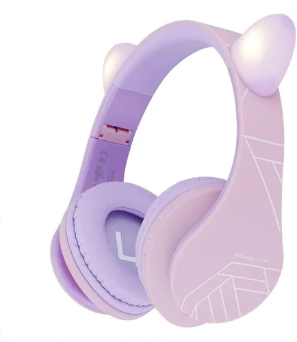 Vista 10 de PowerLocus - Auriculares sobre la oreja para niños, auriculares Bluetooth inalámbricos para niños, con micrófono, volumen limitado seguro de 85 dB
