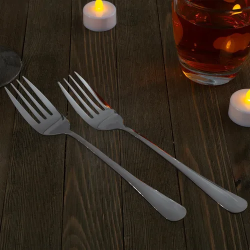 Vista 2 de Cornucopia Brands Juego de 2 tenedores para servir (2) - Elegante tenedores de servicio de primera línea, tenedores de servicio estilo buffet