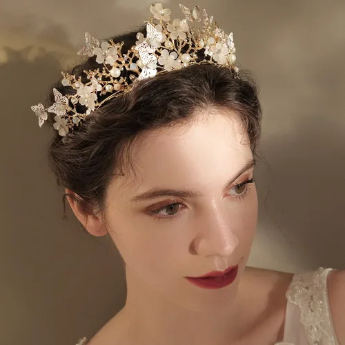 Vista 3 de Yumikoo Corona de flores de hadas para mujer, tocado de flor de perla blanca para fiesta de boda