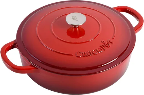 Vista 10 de Crock Pot Artisan - Cacerola de hierro fundido esmaltado con tapa, 5 cuartos de galón, azul aguamarina