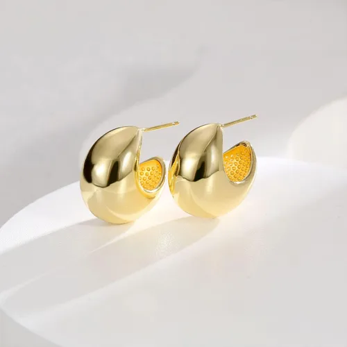 Vista 3 de Aretes gruesos de lágrima para mujer, juego de aretes de aro de moda Bottega, aretes de oro