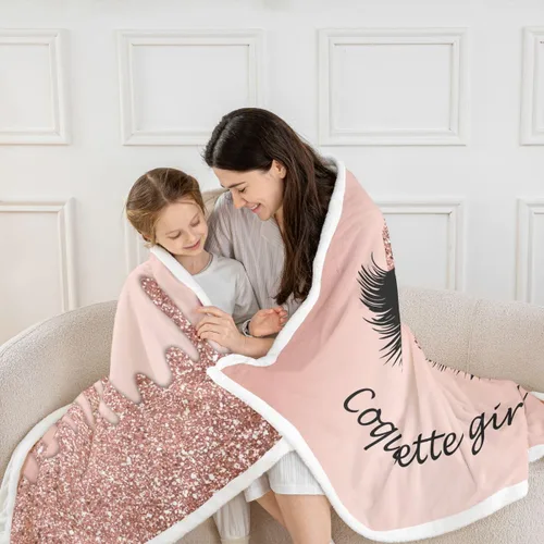 Vista 3 de Erosebridal Manta de vellón de pestañas de 40 x 50 pulgadas, hermosa manta de maquillaje femenino para niñas y mujeres, decoración de dormitorio