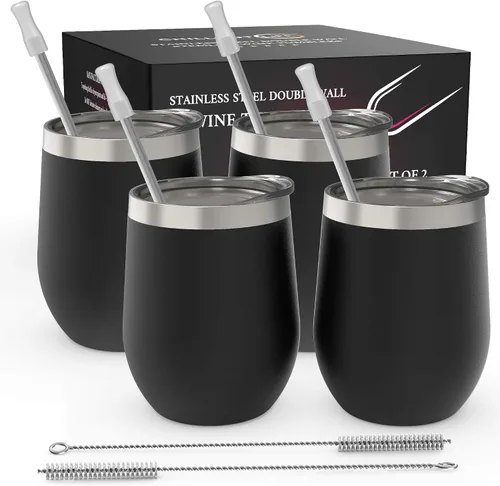 Vista 67 de CHILLOUT LIFE - Vaso de acero inoxidable de 12 onzas con tapa y caja de regalo, diseño de viaje con recubrimiento en polvo, aislamiento al vacío