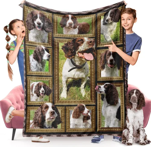Vista 15 de Manta de perro Cocker Spaniel para niños, bonita manta de franela suave y acogedora para niñas y niños, mantas para bebés y niños pequeños