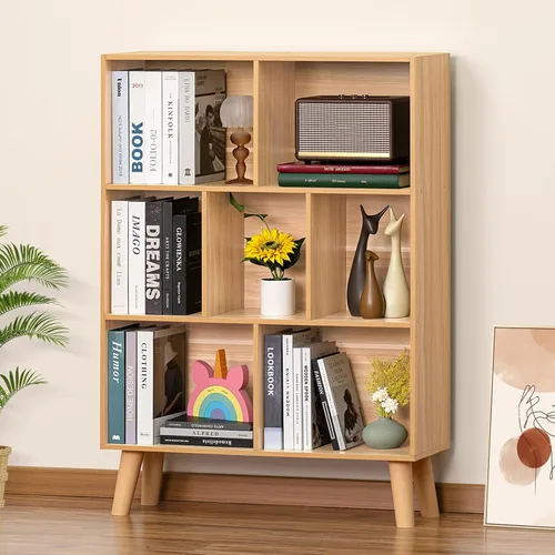 Vista 20 de LEYAOYAO Estantería de 5 cubos de 3 niveles con patas, estante negro menta para libros para niños, bonito organizador de almacenamiento, estantes