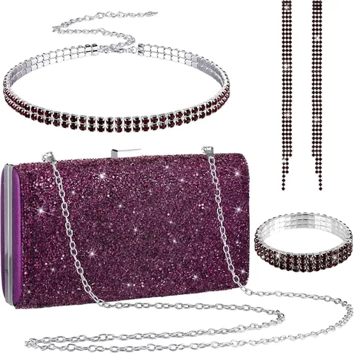 Vista 11 de Kigeli 4 Pcs Rhinestone Jewelry Set Negro