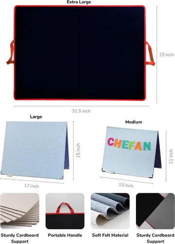 Vista 4 de CHEFAN Tablero de fieltro plegable para niños pequeños 22 x 13, tablero de franela independiente para niños, exhibición de narración para aulas