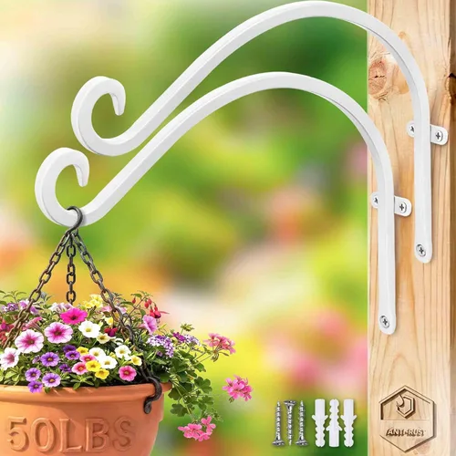 Vista 19 de Lifyzoon Soporte para colgar plantas de alta resistencia (8 pulgadas/negro) Soporte para plantas colgantes forjado a mano para exteriores, duradero