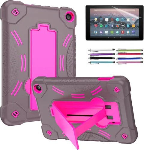 Vista 8 de Funda para tablet Amazon Fire 7 (12ª generación, lanzada en 2022) – Funda protectora híbrida resistente con soporte + 1 protector de pantalla y 1
