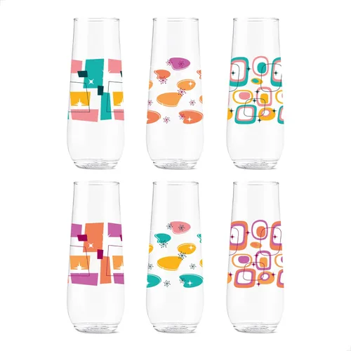 Vista 27 de TOSSWARE POP - Juego de 6 copas de champán con estampado de flauta de 9 onzas, de alta calidad, reciclables, irrompibles y de plástico transparente