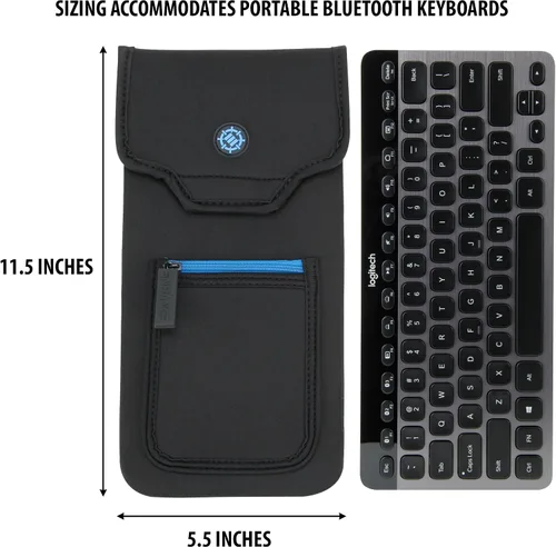 Vista 2 de ENHANCE Funda para teclado Bluetooth Logitech K810, Anker, Apple Magic Keyboard (hasta 11.5 pulgadas) con construcción de neopreno, almacenamiento