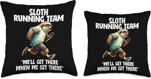 Vista 3 de Sloth Funny Designs Sloth Team Fitness - Almohada divertida con eslogan de correr, 16 x 16 pulgadas, multicolor