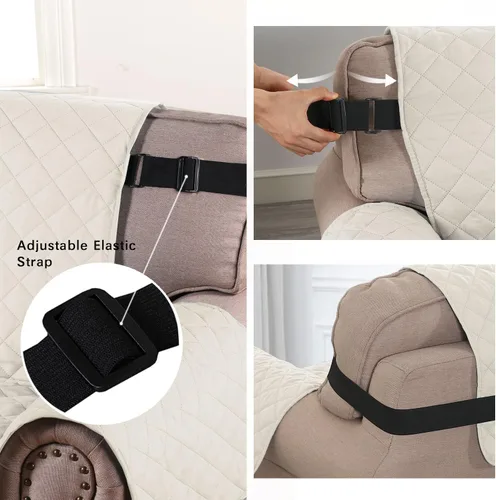 Vista 15 de H.VERSAILTEX Funda de sofá resistente al agua para sofá de 3 cojines, reversible, protector de muebles acolchado con correa elástica, funda de sofá