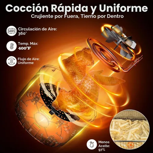 Vista 5 de Kitchen Elite® Freidora de aire compacta, freidora de aire digital pequeña 7 en 1, más del 90% menos aceite, cesta antiadherente y apta