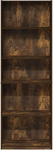 Vista 6 de Furinno GEHRY - Estantería para libros, 5 niveles, con estantes ajustables, 11.6 x 24.8 x 71.4 pulgadas, para oficina en casa, sala de estar, roble