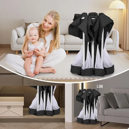 Vista 6 de TOREVSIOR Corralito plegable para bebés con alfombra, 50"×50" corralito plegable para bebés y niños pequeños, corral de seguridad para niños