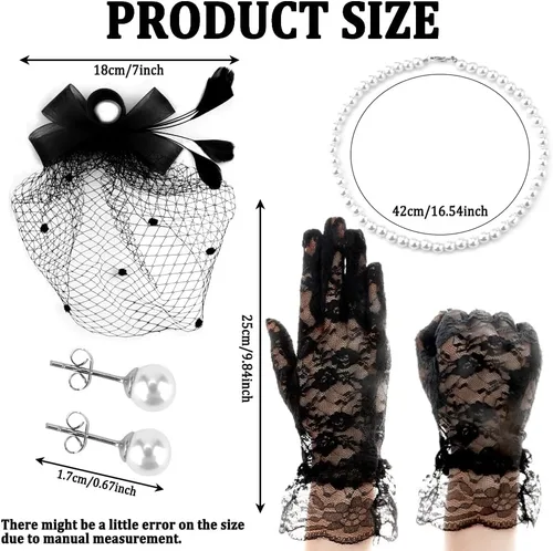 Vista 2 de 4 tocados para mujer, tocado para la cabeza, guantes de encaje, sombreros de fiesta de té para mujeres con guante, sombrero de cóctel