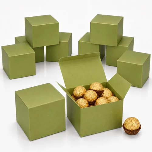 Vista 7 de Quotidian Aqua - Cajas de regalo plegables grandes de papel italiano perlado vintage con purpurina con tapas, 4 x 4 x 4 pulgadas