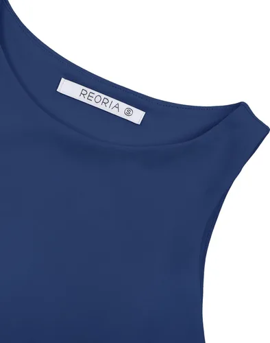 Vista 5 de REORIA - Camisetas ombligueras sin mangas y con espalda cruzada para mujer, ombligueras sexys con cuello halter