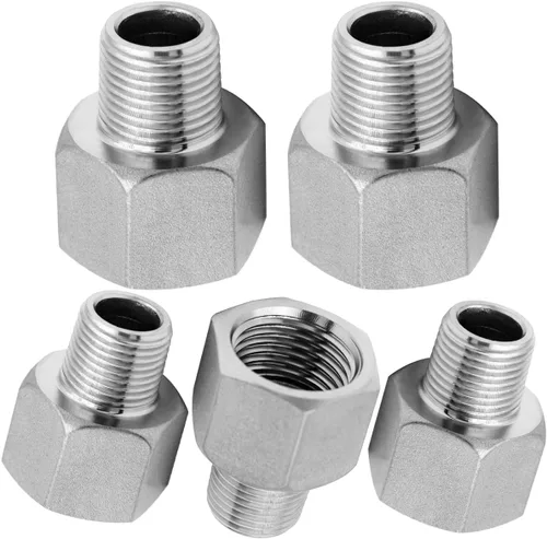 Vista 5 de Beduan Adaptador Reductor de Rosca NPT de Acero Inoxidable 1 Hembra a 1/2 Macho Accesorios de Tubería Reductora de Rosca (Paquete de 2)