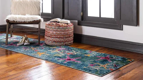 Vista 2 de Alfombra moderna Positano de estilo costero de Loom, Polipropileno, Azul marino