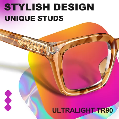 Vista 5 de VISOONE Progressive Multifocal Reading Glasses Spring Hinge Blue Light Blocking for Women and Men readers YALE Tortuga de coco