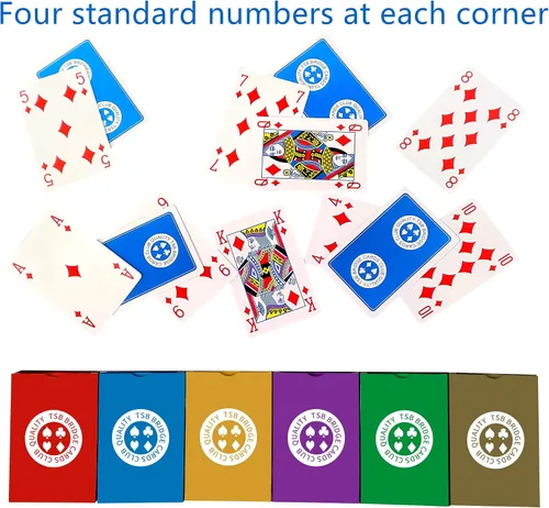 Vista 3 de TSB Paquete de 12 cartas de puente de impresión estándar, 6 colores, fácil almacenamiento