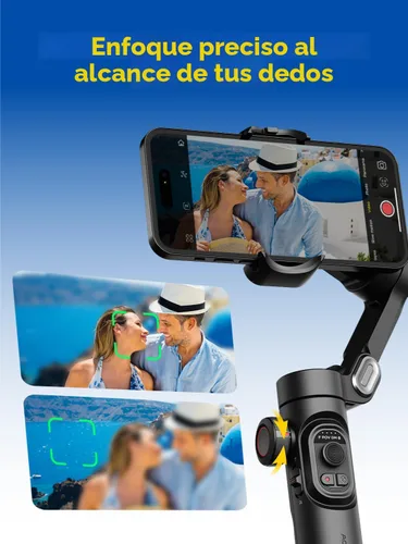 Vista 6 de AOCHUAN - Estabilizador de cardán para iPhone, smartphone con rueda de enfoque, seguimiento de cara/objeto para iPhone 16 15 Pro Max/Android
