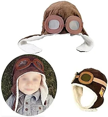 Vista 5 de CTKcom Paquete de 2 gorros de forro polar Pilot Aviator con orejeras para niños, paquete de 2 (café + negro)