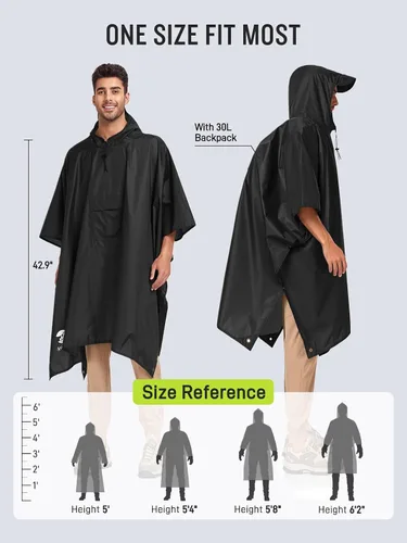 Vista 3 de Impermeable con capucha estilo poncho, para hombres y mujeres