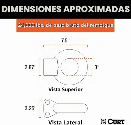 Vista 2 de Ojales para enganche de remolque estilo canal°48660°CURT