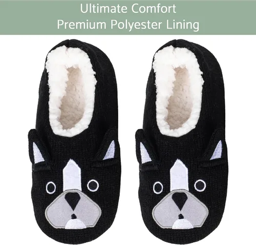 Vista 2 de Elanze Designs Pantuflas suaves antideslizantes con forro de felpa para interior para mujer