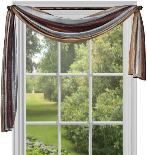 Vista 19 de PowerSellerUSA Designer Home - Paneles de cortina semitransparentes a rayas multicolor (beige, bufanda de 50 x 144 pulgadas)