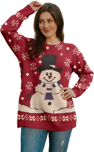 Vista 7 de YESNO Suéter de Navidad para mujer, estampado gráfico, suéteres de gran tamaño, casuales, sueltos, de punto, S01 Floral 064