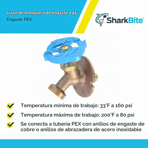 Vista 4 de SharkBite 1/2 x 3/4 pulgadas MHT latón crimpado manguera de 45 grados Bibb, tubo PEX, PE-RT, UC24632Z