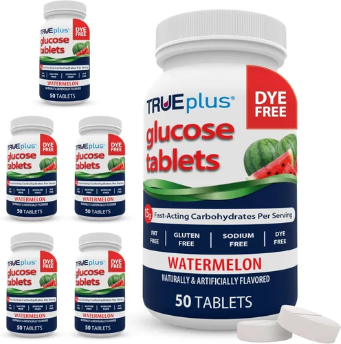 Vista 45 de TRUEplus® Tabletas de glucosa, sabor surtido (uva, frambuesa, naranja), botella de 50 unidades (1) Chewable Tablets, 15g Fast-Acting