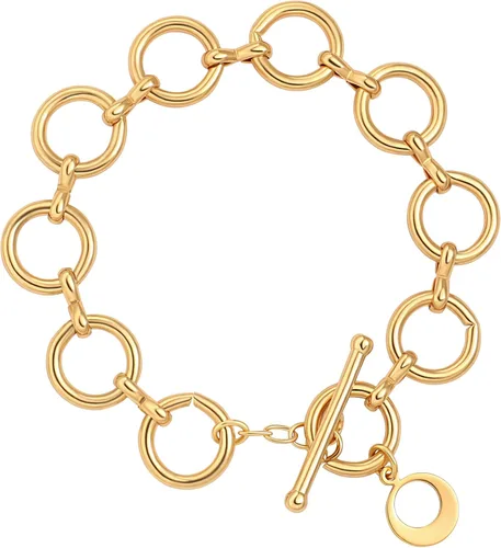 Vista 17 de PEARLADA Pulsera de cadena de oro de 18 quilates con capas, dije de moneda y cierre de palanca, joyería moderna con circonia cúbica 1. Cruz de hilo