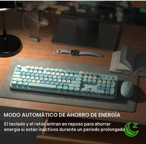 Vista 2 de Links9+ Combo de teclado y mouse inalámbricos coloridos (azul colorido)