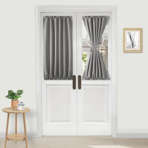 Vista 209 de DWCN Cortinas para Puertas Francesas – Cortinas opacas térmicas con bolsillo para barra para puertas con ventana de cristal, puertas de cocina