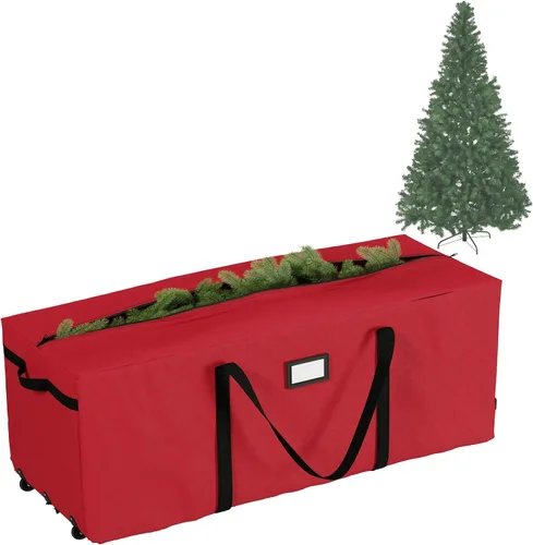 Vista 2 de Bolsa de almacenamiento prémium Elf Stor para árbol de Navidad, bolsa con ruedas, Tela, Rojo, Extra grande