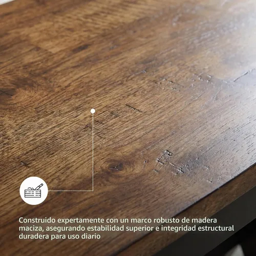 Vista 5 de Signature Design by Ashley Wildenauer Farmhouse - Banco de comedor de 50 pulgadas, marrón oscuro y negro