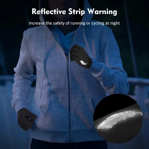 Vista 5 de Guantes deportivos de invierno cálidos para correr, para clima frío, guantes térmicos para pantalla táctil, guantes antideslizantes de forro polar